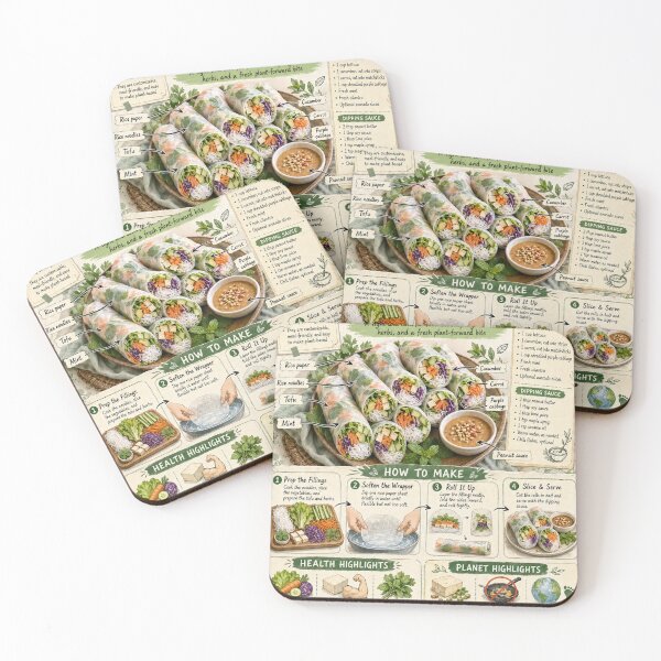 Item preview, Vietnamese Spring Rolls Recipe Poster designed and sold by Thought Space Studio.