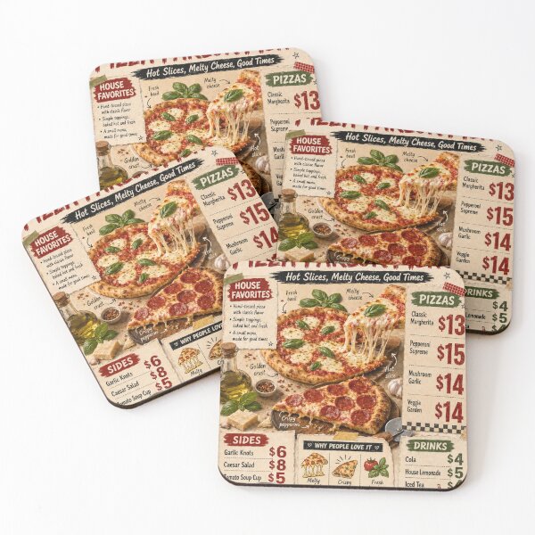 Item preview, Retro Pizza Parlor Menu Poster designed and sold by Thought Space Studio.