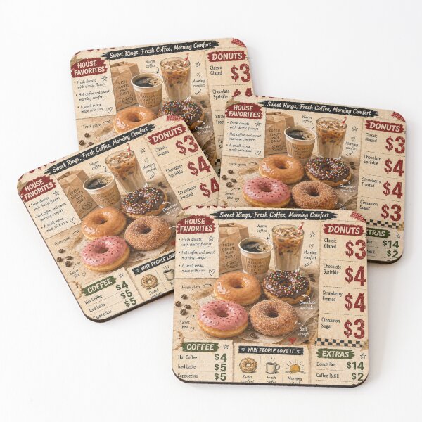 Item preview, Old School Donut Coffee Poster designed and sold by Thought Space Studio.