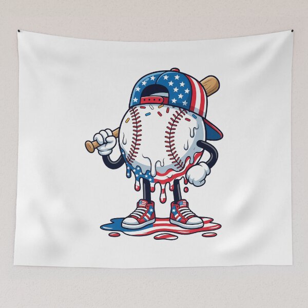 Item preview, Dripping Baseball Cap Bat Meltdown Patriotic Tee designed and sold by OlyvieArt.