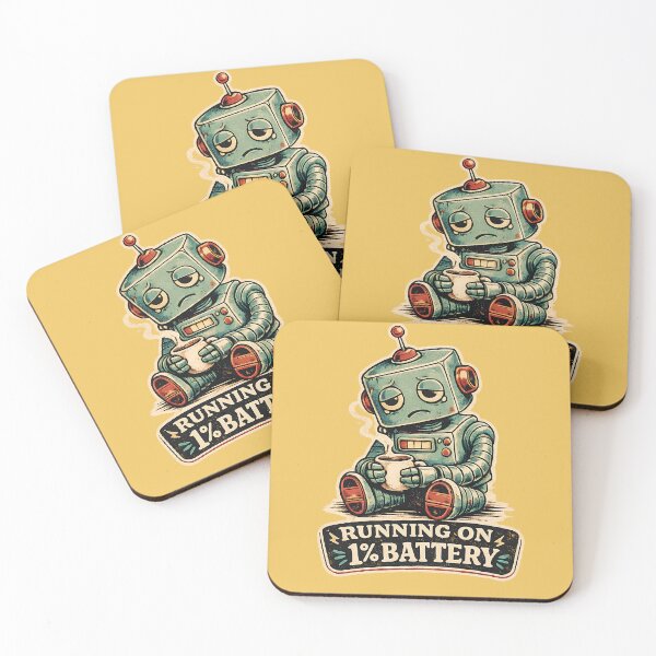 Item preview, Running on 1% Battery Funny Vintage Robot | Cute Retro Sci-Fi Tired Robot Meme |  Vintage Retro Sci-Fi Cute Tired Robot Design | Running on 1% Battery Funny Robot designed and sold by Rude Bot.