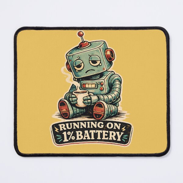 Item preview, Running on 1% Battery Funny Vintage Robot | Cute Retro Sci-Fi Tired Robot Meme | Vintage Retro Sci-Fi Cute Tired Robot Design | Running on 1% Battery Funny Robot designed and sold by Rude Bot.