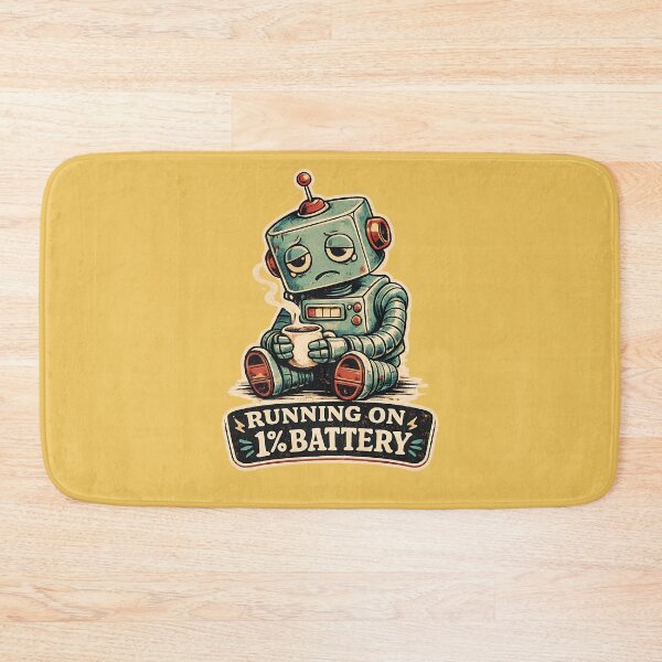 Item preview, Running on 1% Battery Funny Vintage Robot | Cute Retro Sci-Fi Tired Robot Meme |  Vintage Retro Sci-Fi Cute Tired Robot Design | Running on 1% Battery Funny Robot designed and sold by Rude Bot.