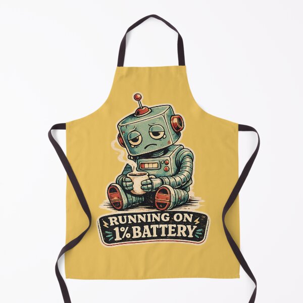 Item preview, Running on 1% Battery Funny Vintage Robot | Cute Retro Sci-Fi Tired Robot Meme |  Vintage Retro Sci-Fi Cute Tired Robot Design | Running on 1% Battery Funny Robot designed and sold by Rude Bot.