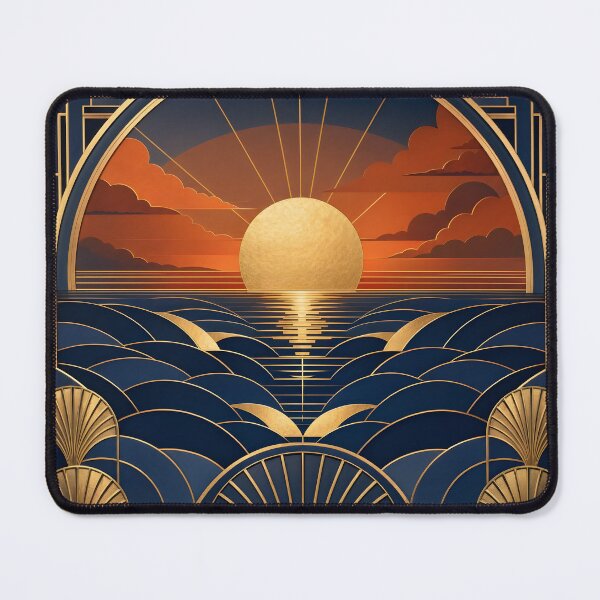 Item preview, Neo Art Deco Celestial Ocean Sunset Gold designed and sold by Glitchart66.