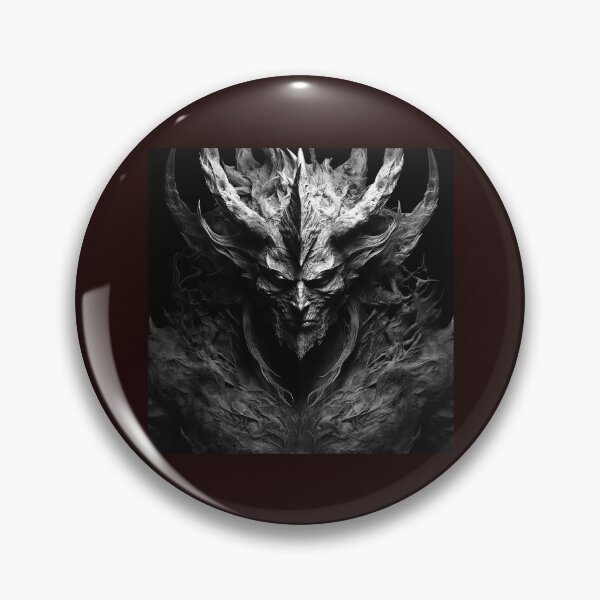 Item preview, Horned Demon Face Black and White Dark Fantasy Art designed and sold by inkoutninja.