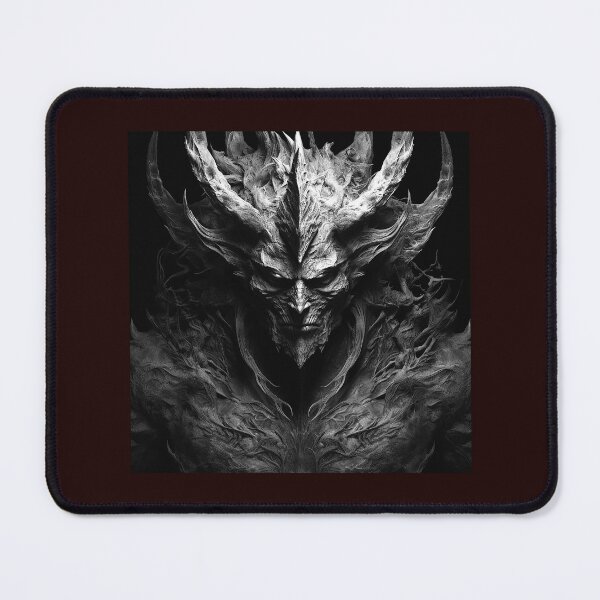 Item preview, Horned Demon Face Black and White Dark Fantasy Art designed and sold by inkoutninja.