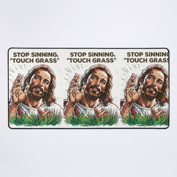 Item preview, Stop Sinning Touch Grass Jesus Vintage Art designed and sold by Piotrek0001.