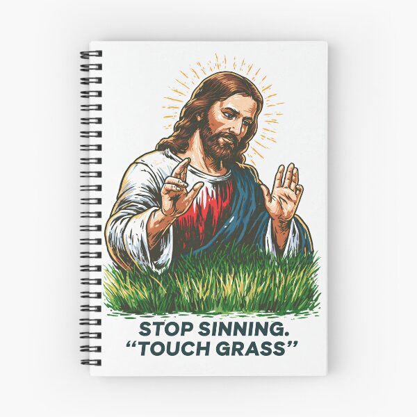 Item preview, Stop Sinning Touch Grass Jesus White Background designed and sold by Piotrek0001.