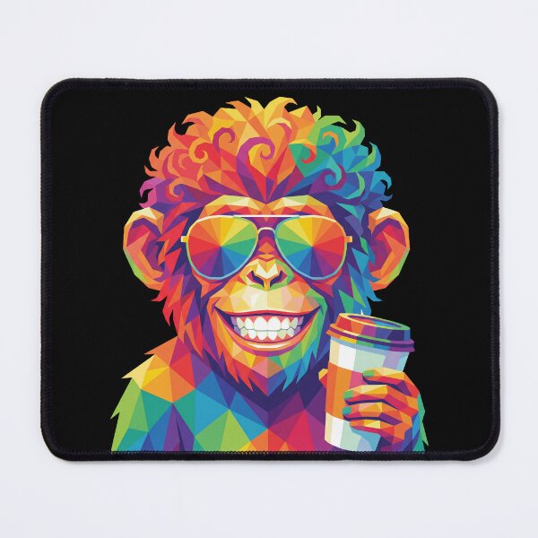 Item preview, Cool Monkey With Coffee Colorful Geometric Pop Art Animal Design designed and sold by VineVibe16Studio.