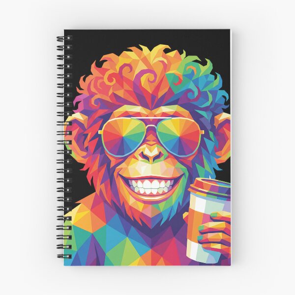 Item preview, Cool Monkey With Coffee Colorful Geometric Pop Art Animal Design designed and sold by VineVibe16Studio.