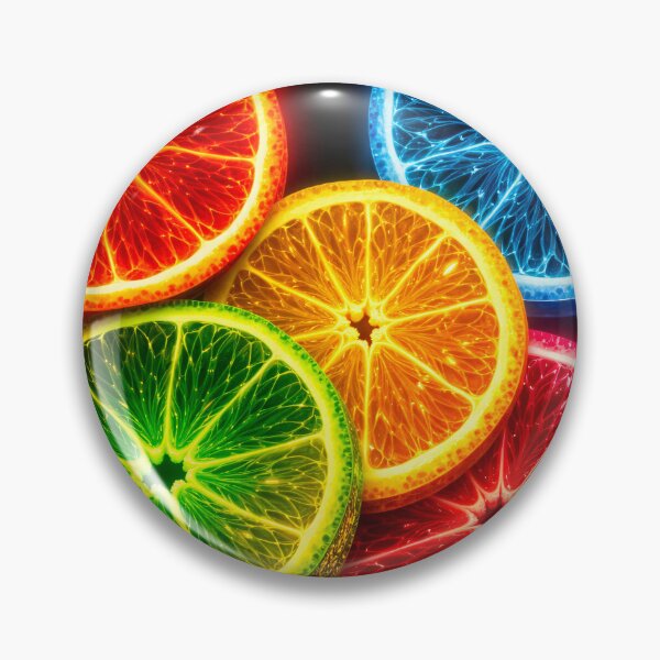 Item preview, Neon Citrus Slices Wall Art – Glowing Lime Orange and Grapefruit Pop Art Print designed and sold by Kaleidoscope Print.