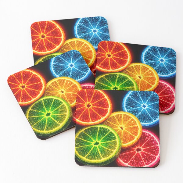 Item preview, Neon Citrus Slices Wall Art – Glowing Lime Orange and Grapefruit Pop Art Print designed and sold by Kaleidoscope Print.