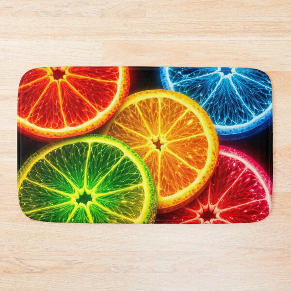 Item preview, Neon Citrus Slices Wall Art – Glowing Lime Orange and Grapefruit Pop Art Print designed and sold by Kaleidoscope Print.
