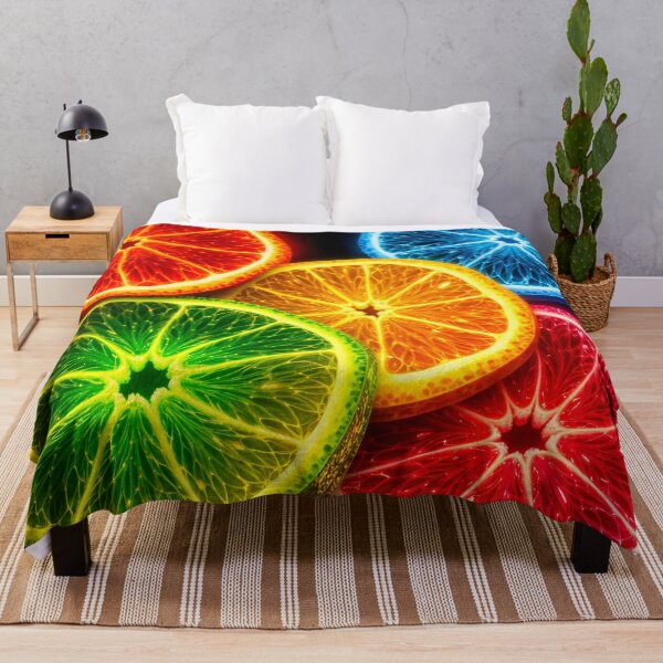 Item preview, Neon Citrus Slices Wall Art – Glowing Lime Orange and Grapefruit Pop Art Print designed and sold by Kaleidoscope Print.