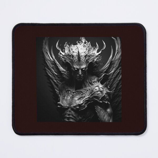 Item preview, Winged Demon Warrior Black and White Dark Fantasy Art designed and sold by inkoutninja.