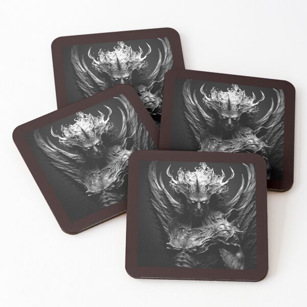 Item preview, Winged Demon Warrior Black and White Dark Fantasy Art designed and sold by inkoutninja.