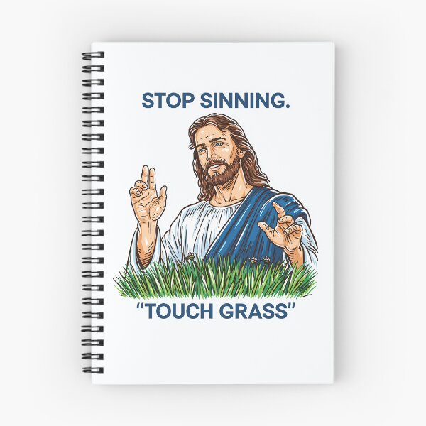 Item preview, Stop Sinning Touch Grass Jesus Blue Sky designed and sold by Piotrek0001.
