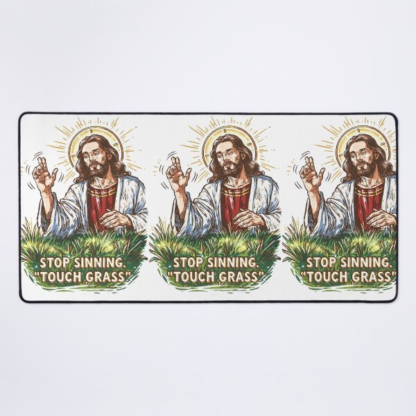 Item preview, Stop Sinning Touch Grass Jesus Standing Art designed and sold by Piotrek0001.