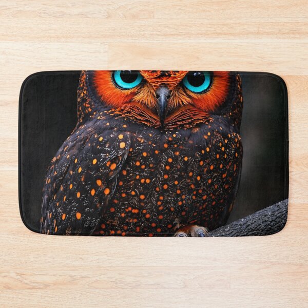 Item preview, Colorful Owl Portrait with Blue Eyes – Striking Fantasy Bird Wall Art designed and sold by Kaleidoscope Print.