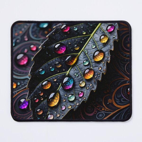 Item preview, Dark Botanical Leaf with Jewel Water Drops – Luxe Fantasy Nature Art Print designed and sold by Kaleidoscope Print.