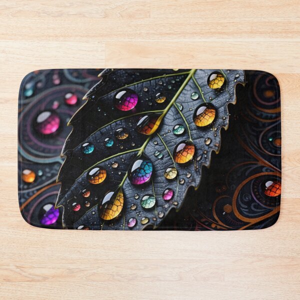 Item preview, Dark Botanical Leaf with Jewel Water Drops – Luxe Fantasy Nature Art Print designed and sold by Kaleidoscope Print.