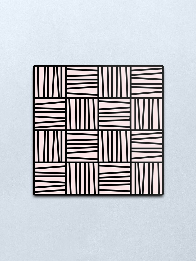 Bold Graphic Memphis Pattern Black Pink Blocks Lines Metal