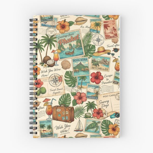Item preview, Retro Postcard Collage Tropical Vacation Wanderlust Art designed and sold by SplashTastic.