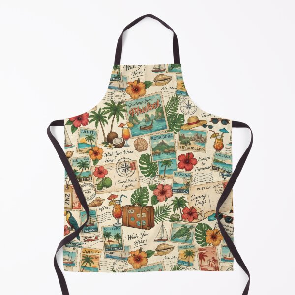 Item preview, Retro Postcard Collage Tropical Vacation Wanderlust Art designed and sold by SplashTastic.