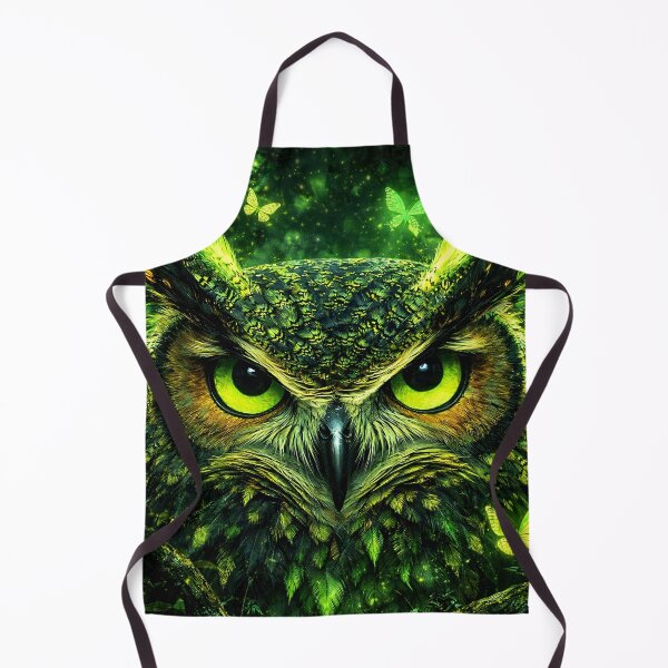 Item preview, Enchanted Green Owl with Glowing Eyes – Magical Forest Fantasy Wall Art designed and sold by Kaleidoscope Print.