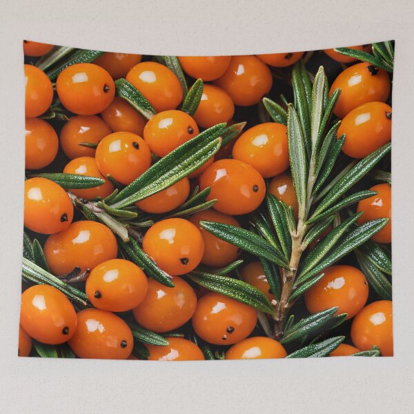 Item preview, Sea Buckthorn Berries Botanical Print – Vibrant Orange Nature Wall Art designed and sold by Kaleidoscope Print.