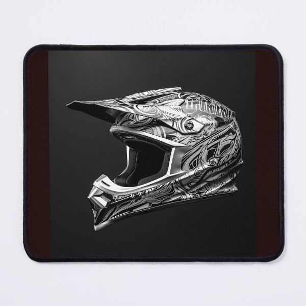Item preview, Black and White Motocross Helmet Racing Gear Art designed and sold by inkoutninja.
