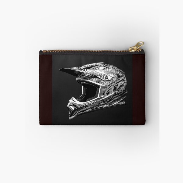 Item preview, Black and White Motocross Helmet Racing Gear Art designed and sold by inkoutninja.