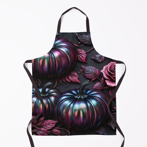 Item preview, Gothic Iridescent Pumpkins and Roses – Dark Floral Halloween Wall Art designed and sold by Kaleidoscope Print.
