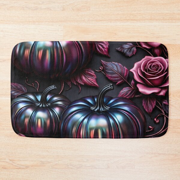 Item preview, Gothic Iridescent Pumpkins and Roses – Dark Floral Halloween Wall Art designed and sold by Kaleidoscope Print.