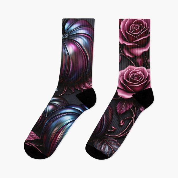 Item preview, Gothic Iridescent Pumpkins and Roses – Dark Floral Halloween Wall Art designed and sold by Kaleidoscope Print.
