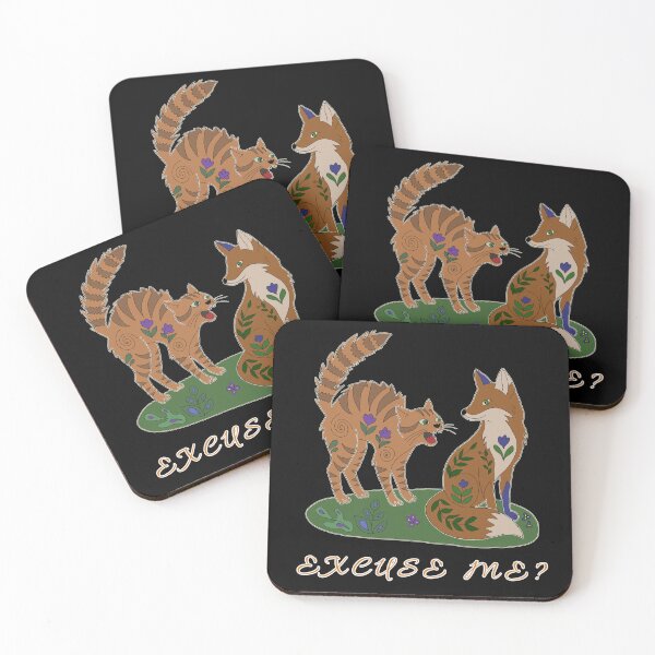 Item preview, Funny Cat and Fox Confrontation Excuse Me Illustration designed and sold by LeshanArt.