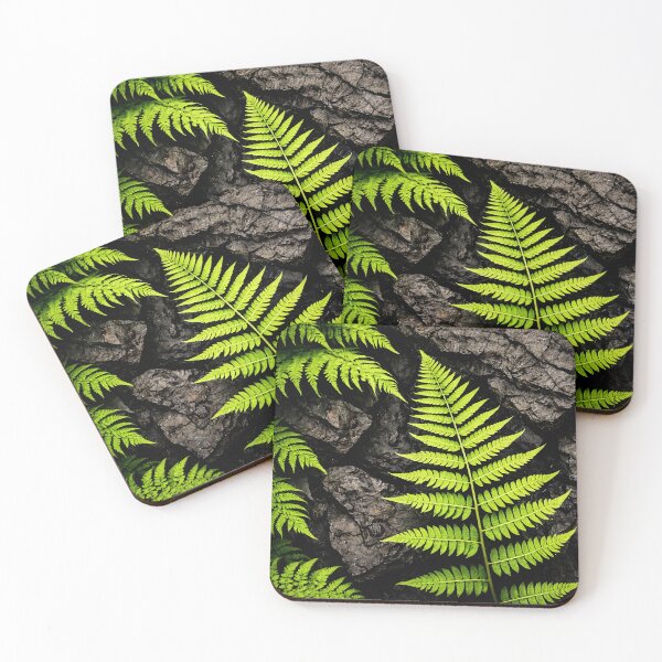 Item preview, Green Fern on Dark Rock – Botanical Nature Wall Art Print designed and sold by Kaleidoscope Print.