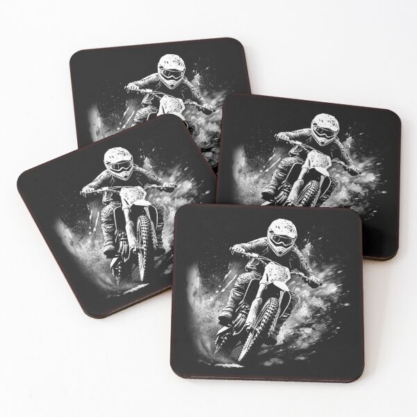 Item preview, Black and White Motocross Rider Dirt Bike Racing Art designed and sold by inkoutninja.