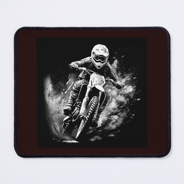 Item preview, Black and White Motocross Rider Dirt Bike Racing Art designed and sold by inkoutninja.