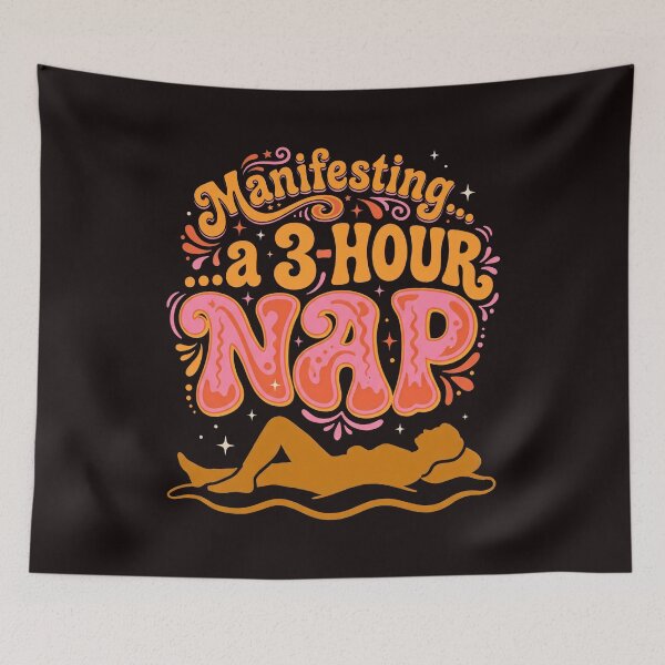 Item preview, Manifesting a 3 Hour Nap Retro 70s Sarcastic Humor designed and sold by SplashTastic.