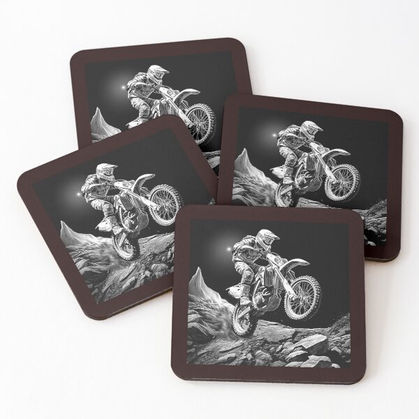 Item preview, Black and White Motocross Jump Dirt Bike Racing Art designed and sold by inkoutninja.