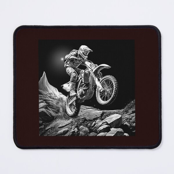 Item preview, Black and White Motocross Jump Dirt Bike Racing Art designed and sold by inkoutninja.