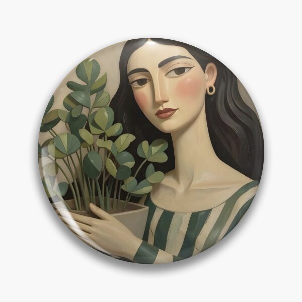 Item preview, Woman with Green Plant designed and sold by Vicky Brago-Mitchell®.
