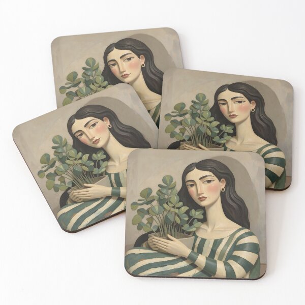 Item preview, Woman with Green Plant designed and sold by Vicky Brago-Mitchell®.