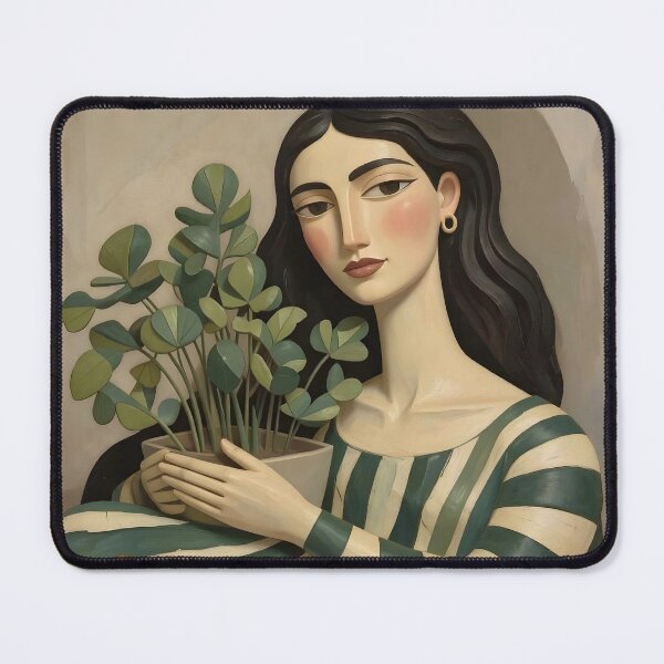 Item preview, Woman with Green Plant designed and sold by Vicky Brago-Mitchell®.