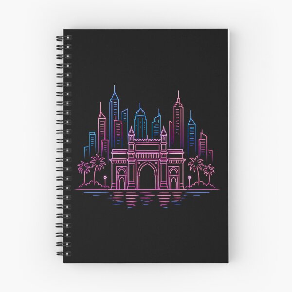 Item preview, Neon Mumbai Skyline Line Art – Gateway of India Vaporwave City Design | Retro Night Aesthetic designed and sold by Globalcitytees.