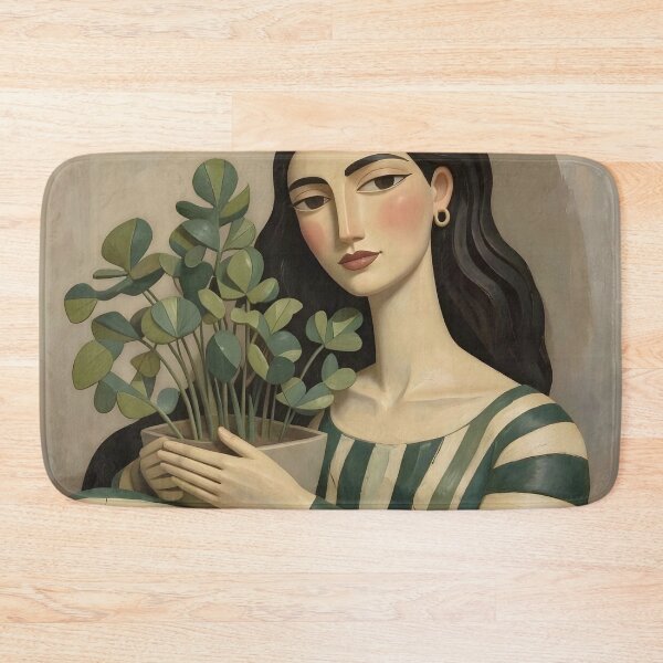 Item preview, Woman with Green Plant designed and sold by Vicky Brago-Mitchell®.