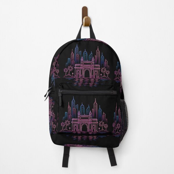 Item preview, Neon Mumbai Skyline Line Art – Gateway of India Vaporwave City Design | Retro Night Aesthetic designed and sold by Globalcitytees.