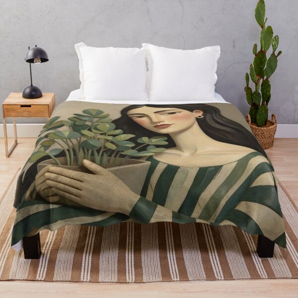 Item preview, Woman with Green Plant designed and sold by Vicky Brago-Mitchell®.